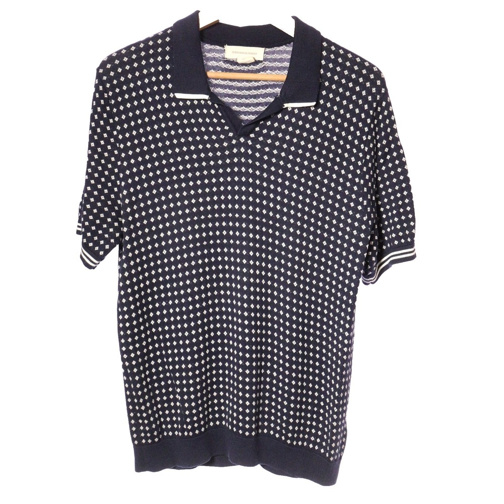Frederik Anderson Copenhagen Polo Shirt Men Large Knitted Navy Preppy